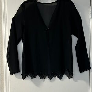 Elegant Black Sheer wrap with Beaded Hem